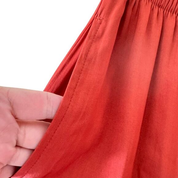 Zara Casual Wide Leg Y2K High Rise Elastic Waist Pull On Red Rust SZ XL 2466 - Picture 9 of 15